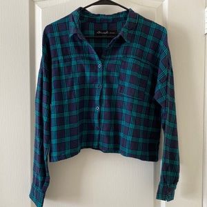 ASOS plaid large cropped flannel button up